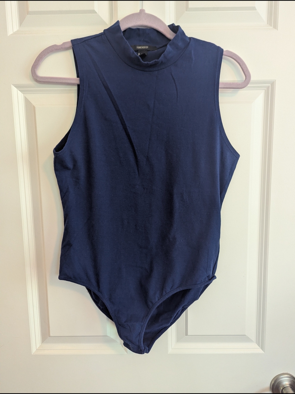Forever 21 Navy Sleeveless Mock Neck Bodysuit One-Piece